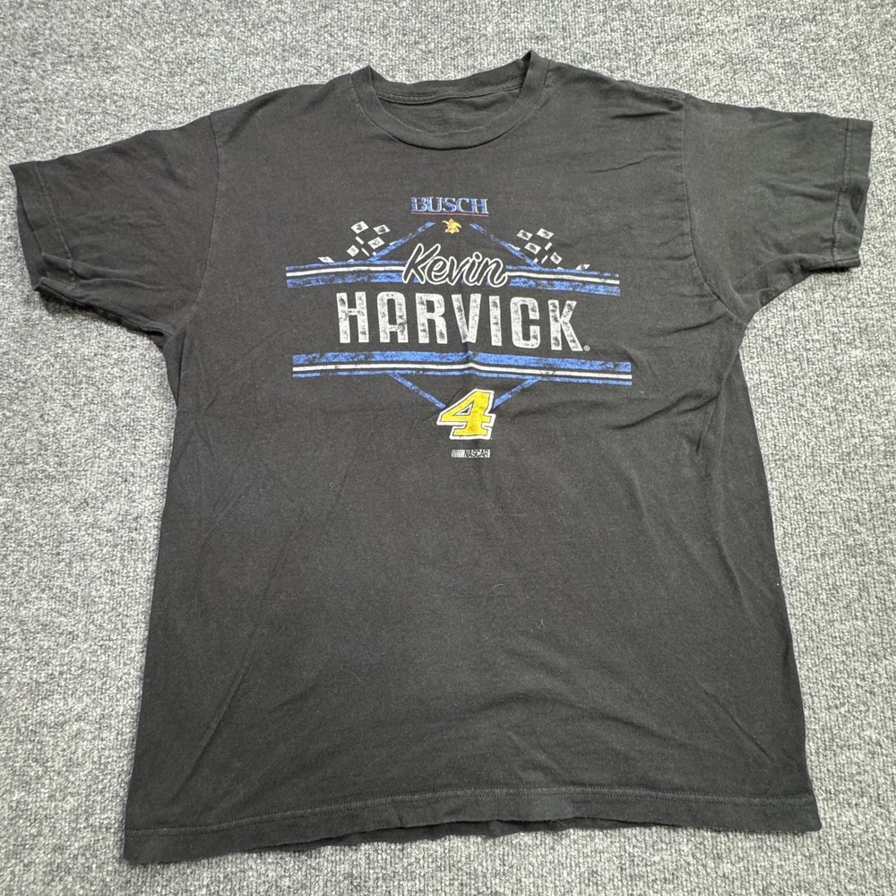 Kevin Harvick Busch NASCAR T Shirt Mens L Black Racing Graphic Tee Streetwear